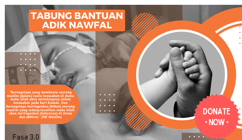 Tabung ini diwujudkan bagi membantu rawatan ADIK NAWFAL SAZALI yang mengalami kerosakan otak yang serius dan disahkan menghidap penyakit HYPOXIC ISCHEMEIC ENCEPHALOPATHY (H.I.E) tahap 2. Adik Nawfal kini telah berusia empat tahun dan merupakan satu-satunya anak kepada Encik Sazali Shafie, staf Bahagian Keselamatan, UTM Johor Bahru. Isteri beliau meninggal dunia ketika melahirkan adik Nawfal. Urusan penjagaan dan rawatan adik Nawfal memerlukan kos yang tinggi seperti urusan janji temu dengan doktor pakar, urusan fisiologi, kos perubatan, pembelian alat sokongan, pembelian vitamin dan makanan suplemen, serta kos kecemasan yang berkaitan dengan kesihatan adik Nawfal. Tambahan pula pada masa ini Encik Sazali juga menjaga ibu dan bapa beliau yang telah tua dan uzur. Sumbangan semua pihak amat dialu-alukan bagi meringankan beban keluarga.